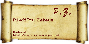 Piváry Zakeus névjegykártya